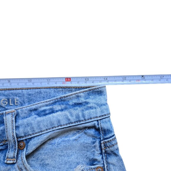 American Eagle Jeans Womens 0 Short Blue Stovepipe Strigid Mid Rise Distressed - Picture 3 of 16